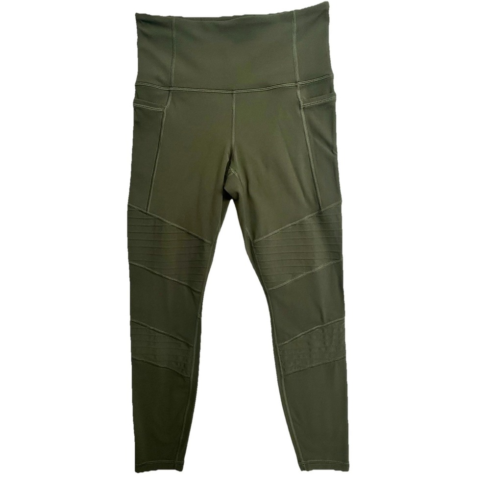 Athleta Inclination Moto Tight Leggings‎ Olive Green SP Petite Yoga Gym